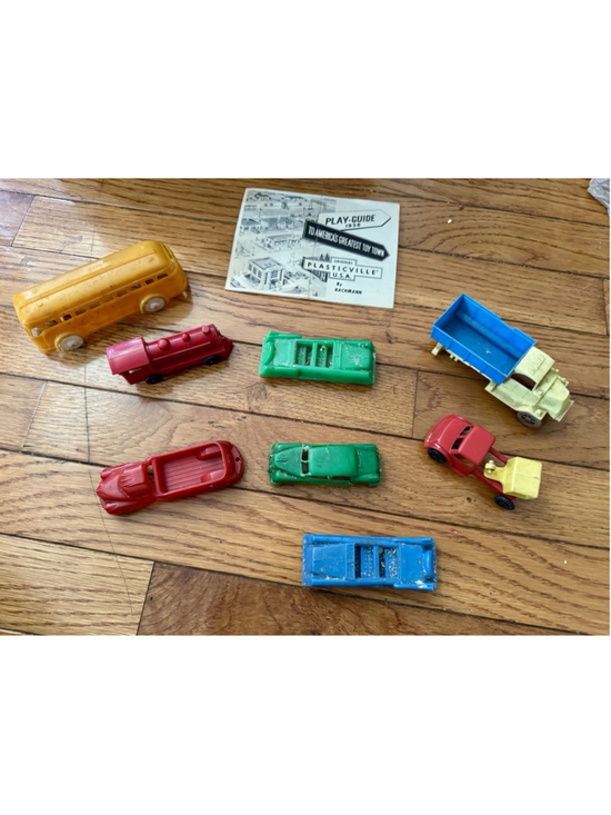 Plasticville USA Other - Vintage Plasticville USA Toy Vehicle Lot Bus Truck Cars + 1956 Play Guide